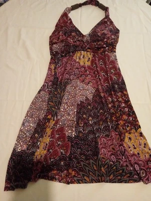 Christina Love Mujer Boho Rojo Halter Vestido Informal Encubrimiento Talla XL. Foto 1 de 3