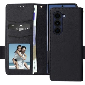 Avizar Étui pour Galaxy Z Fold 6 Portefeuille Languette Magnétique Dragonne Noir - Photo 1 sur 5