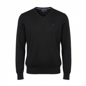 Nautica Men’s XL Black V-Neck Sweater Luxury Performance Cotton Modal - Picture 1 of 10