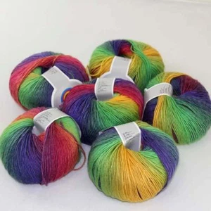 C New 6Skein*50g Cashmere Wool Rainbow Wrap Shawl Knitting Hand Knitwear Yarn 12 - Picture 1 of 24