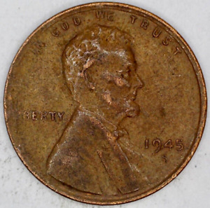 1945-S Lincoln Wheat Cent Penny 1C - OFF-CENTER STRIKE & IMPROPER ALLOY ERROR