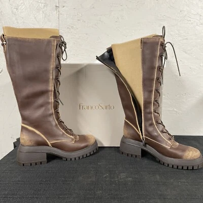 Franco Sarto Jasper Distressed Brown  Tall Combat Boots Womens 6.5 M - Image 1 of 4