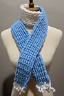 Crochet Scarf Handmade Long Chunky Knit Neck Warmer 54x3 Blue Unisex
