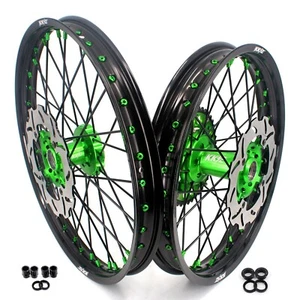 Llantas KKE 21/19 aptas para Kawasaki KX250F KX450F 2006-2014 KX125 KX250 tuerca verde - Imagen 1 de 12