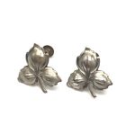 Boucles d'oreilles vintage à vis pour femmes triple feuille fleur florale argent sterling 925