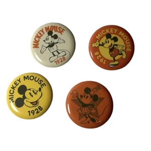 Disney 1928 Mickey Mouse & Minnie Mouse Pin Back Button Lot Set - Picture 1 of 3