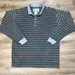 VTG Boys Shirt Size L 14/16 Velour Striped Polo Long Sleeve Timber Multicolor - Picture 1 of 9