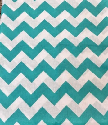Aqua Green and White Chevron Cotton Quilting Fabric 58"L x 44"W - Image 1 of 4