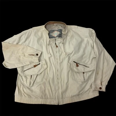 Abrigo de Colección Años 80 Fines de Semana Exterior Crema Bombardero Gran Tamaño STREETWEAR Chaqueta Patinadora Foto 1 de 4