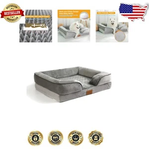 Stylish Washable Dog Bed for Medium & Large Dogs - Flannel & High-Density Foam - Picture 1 of 10