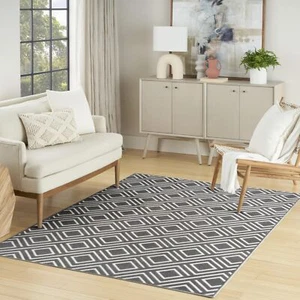 Nourison Casual Grey 3'11" x 5'11" Area Rug Easy Clean, Non Shedding, Bed - Picture 1 of 7