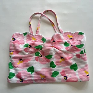 Janie and Jack Swim Shop Floral Pink Bow Top EUC Shirt Size 6 - Picture 1 of 8