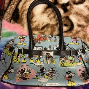 Walt Disney Minnie & Mickey Mouse Comic Strip Satchel Purse With Lock - Picture 1 of 7