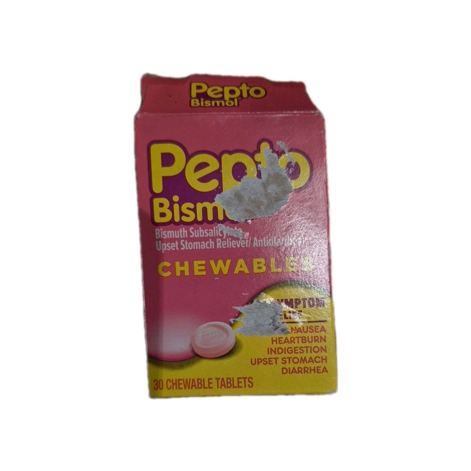 Tabletas Masticables Alivio Digestivo Pepto-Bismol - 30 Pestañas Masticables Caja Dañada Foto 1 de 1