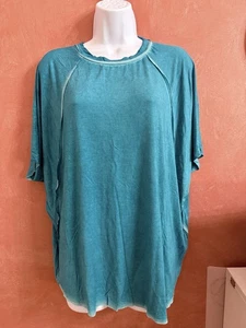 Blusa mujer La Miel turquesa talla grande. Talla pequeña. Dolman de spandex de rayón - Imagen 1 de 8