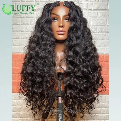 Pelucas de cabello humano de onda profunda suelta brasileña sin dejar fuera parte en V pelucas de cabello humano Foto 1 de 4