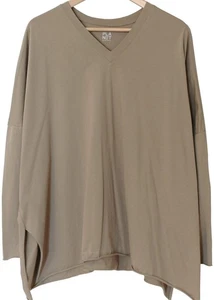 PLANET By Lauren G Pima Cotone V TEE TOP T-Shirt Scollo a V Manica Lunga O/S Cerbiatto - Foto 1 di 3