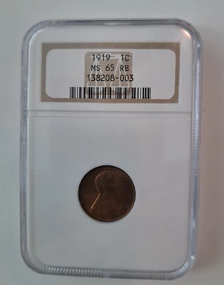 1919 NGC MS 65 RB Lincoln - Image 1 of 2