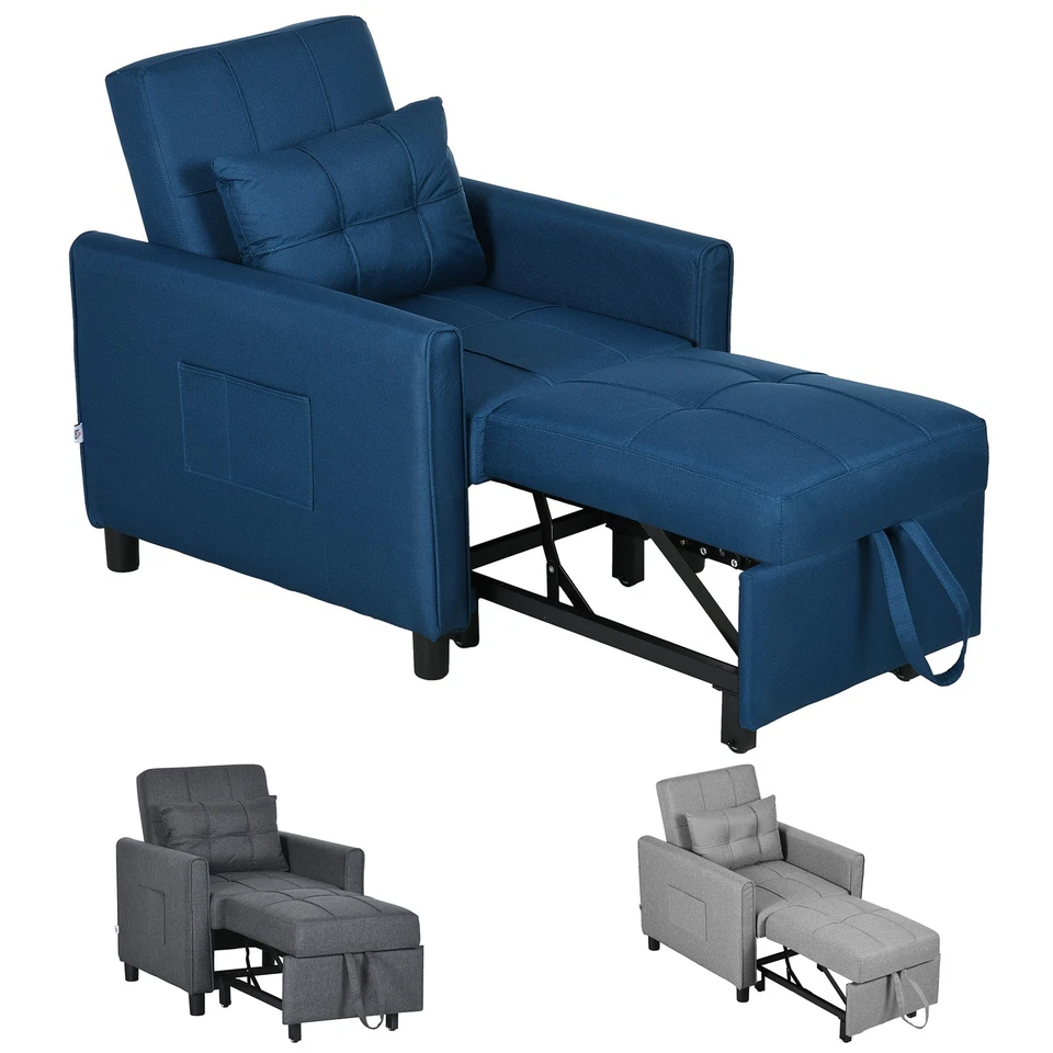 HOMCOM Poltrona Letto Singolo 3 Reclinazioni 69x82x85cm - Immagine 1 di 1