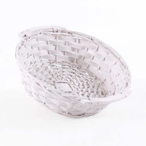 CESTINO CESTO VIMINI rotondo CONFEZIONI REGALO NATALIZIE NATALE 40x10h BIANCO - Foto 1 di 1