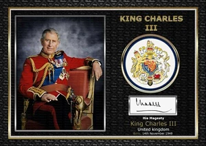 King Charles The III - British King - Exclusive By Mash Designs A4 Photo Signed - Bild 1 von 7