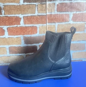 Woman's Boots Timberland Cervinia Valley Chelsea Black FULL grain SZ 8 - Picture 1 of 5
