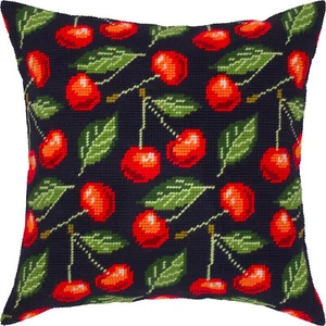 DIY Needlepoint/Tapestry Pillow Kit "Cherries" 16x16 in / 40x40 cm - Picture 1 of 6