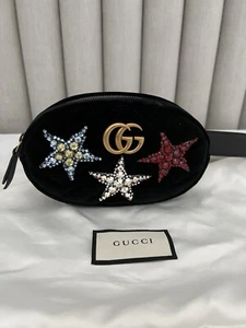 AUTHENTIC Gucci Marmont Black Velvet with Stars Belt Bag NWOT - Picture 1 of 7