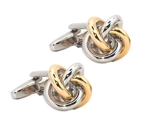 Gold & Silver Mens Love Knot Wedding Gift Cuff links by CUFFLINKS DIRECT - Picture 1 of 10