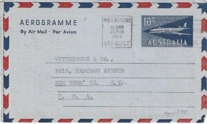Australia - Aerogramme Pre-Paid Cover  -to New York   22.02.60 (24-1875)