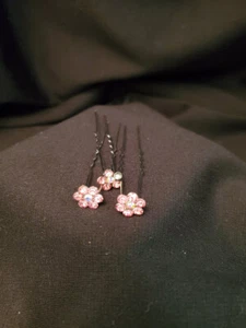 Flower Multi-Color Rhinestone Hair Pins Set of 3 - 2.5" (13622) - Picture 1 of 2