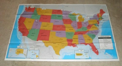 Wall Map of the United States, Texas Florida etc., 39.4" x 27.5" Poster Size NEW - Image 1 of 4