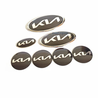 7pc Chrome/B KN CAR Front Rear Steering Wheel Badge Stickers for K5 FORTE K3 RIO - Imagem 1 de 4