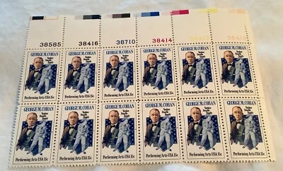 Numbered Sheet of 12 USPS 15 Cent Stamps - George M Cohan - Scott 1756 - Image 1 of 4