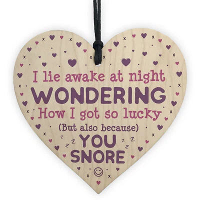 RED OCEAN Funny Anniversary Birthday Gift For Husband Wife Boy Girl Friend Wooden Heart