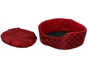 SMALL Round Soft Comfy Fabric & Foam Washable Dog Pet Cat Warm Basket Bed RED - Picture 1 of 4