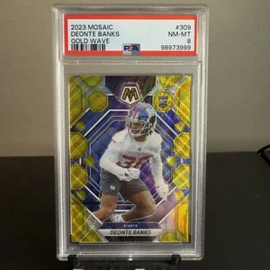 2023 Panini Mosaic Rookies Gold Wave Mosaic Prizm #309 Deonte Banks /17 PSA 8 RC - Picture 1 of 7