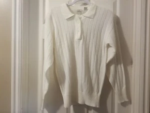 Vintage Alicia Sweater Ivory Women’s Medium Knit Long Sleeve Button Neck - Picture 1 of 5