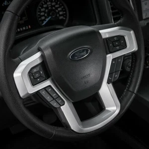 Satin Silver Molded Steering Wheel Bezel Trim Cover Fits 17-22 Ford F250 F350 - Picture 1 of 4