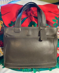 Bolso Cartera Coach Vintage Bleecker 9303 Gris Oscuro Cuero Curtido - Imagen 1 de 18