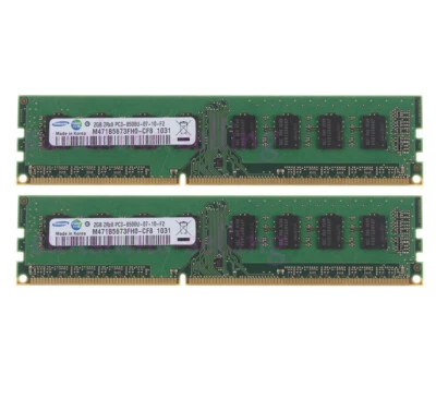4GB 2X 2GB DDR3-1066MHz PC3-8500 CL7 240PIN DIMM Desktop Memory RAM Non-ECC @N - Image 1 of 4