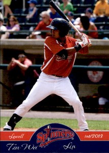 2013 Lowell Spinners Grandstand #23 Tzu-Wei Lin Kaohsiung City Taiwan Card