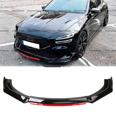 For Genesis G70 G80 G90 Front Bumper Lip Spoiler Splitter Gloss Black Red Foto 1 de 4