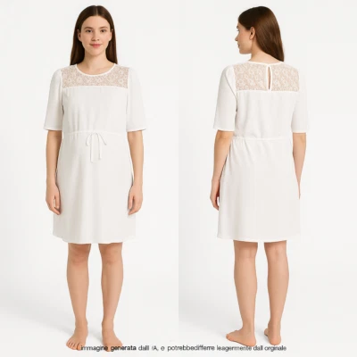 Kiabi Damen Kleid 40 S Small Kurz Umstandsmode Pre Maman Weiß 3/4 Arm - Bild 1 von 4