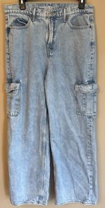 Old Navy Extra High Rise Sky Hi Wide Leg Jeans Cargo 90's Y2K Look Women’s Sz 10 - Picture 1 of 8