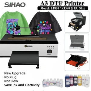 SIHAO R1390/L1800 A3 DTF Flatbed Inkjet Printer Direct to Film For T-shirt Cloth - Afbeelding 1 van 40