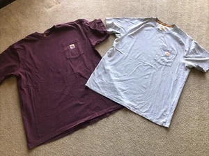 Lotto Tshirt Carhartt Uomo Large L Grigio Chiaro Marrone Originali Relaxed Fit Tasca - Foto 1 di 7