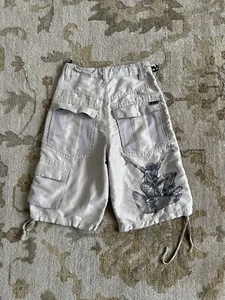 JNCO Shorts Boys Youth 8 Beige Khaki Cargo Crown Logo Y2K Skate Baggy Pockets - Picture 1 of 11