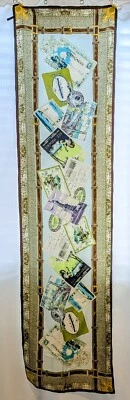 Talbots 100% Silk Scarf 18”x66" Rectangular Rolled Edges Travel America Theme - Image 1 of 3