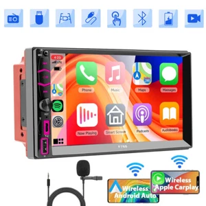 7" Wireless Car Radio Double 2DIN Apple CarPlay Stereo Touch Screen Bluetooth AM - Picture 1 of 14